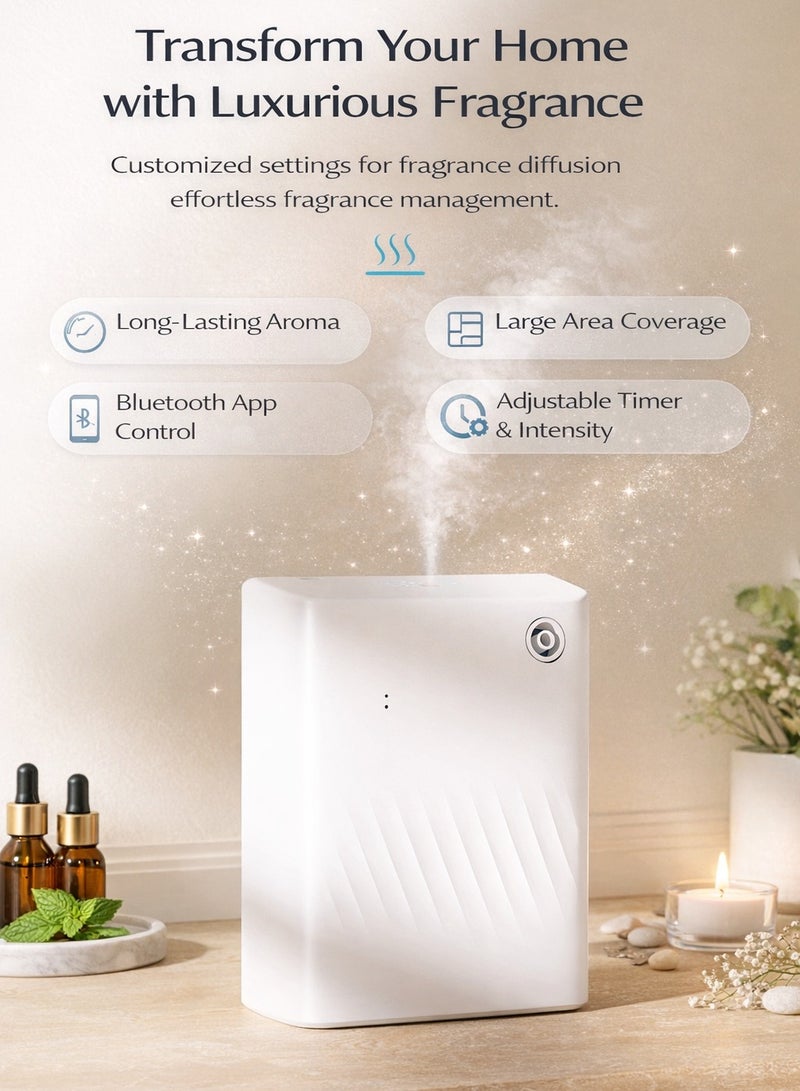XVersion 360° Smart Air Freshener Diffuser Machine | Essential Oil Aroma Diffuser for Home, Hotel & Office | Bluetooth App Control | Large Room Scent Diffuser | White - Image 1