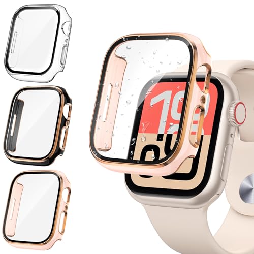 Tensea [3PCS for Apple Watch Screen Protector Case 40mm SE 3/SE 2rd Generation/SE/Series 6/5/4 Accessories, iWatch Protective Face Cover for Women Men, Bumper Tempered Glass for iPhone Watch 40 mm - Image 1