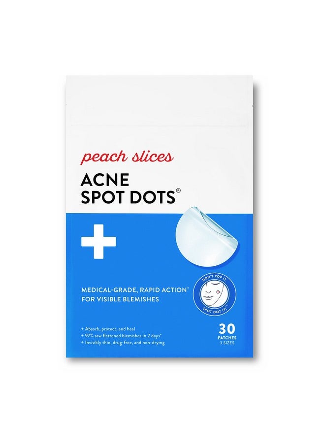 Peach Slices Acne Spot Dots Hydrocolloid Acne Patches For Zits Blemishes & Breakouts Vegan Crueltyfree Pimple Patches Facial Skin Care Products 3 Sizes (7Mm 10Mm & 12Mm) 30 Ct  - Image 1