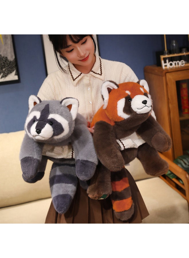 Simulation Little Rac Doll Plush Toy Lie-prone Little Panda Little Fox Rag Doll Zoo Gift Doll-Specifications:30cm 0.3kg-Color:Brown Red Panda - Image 2