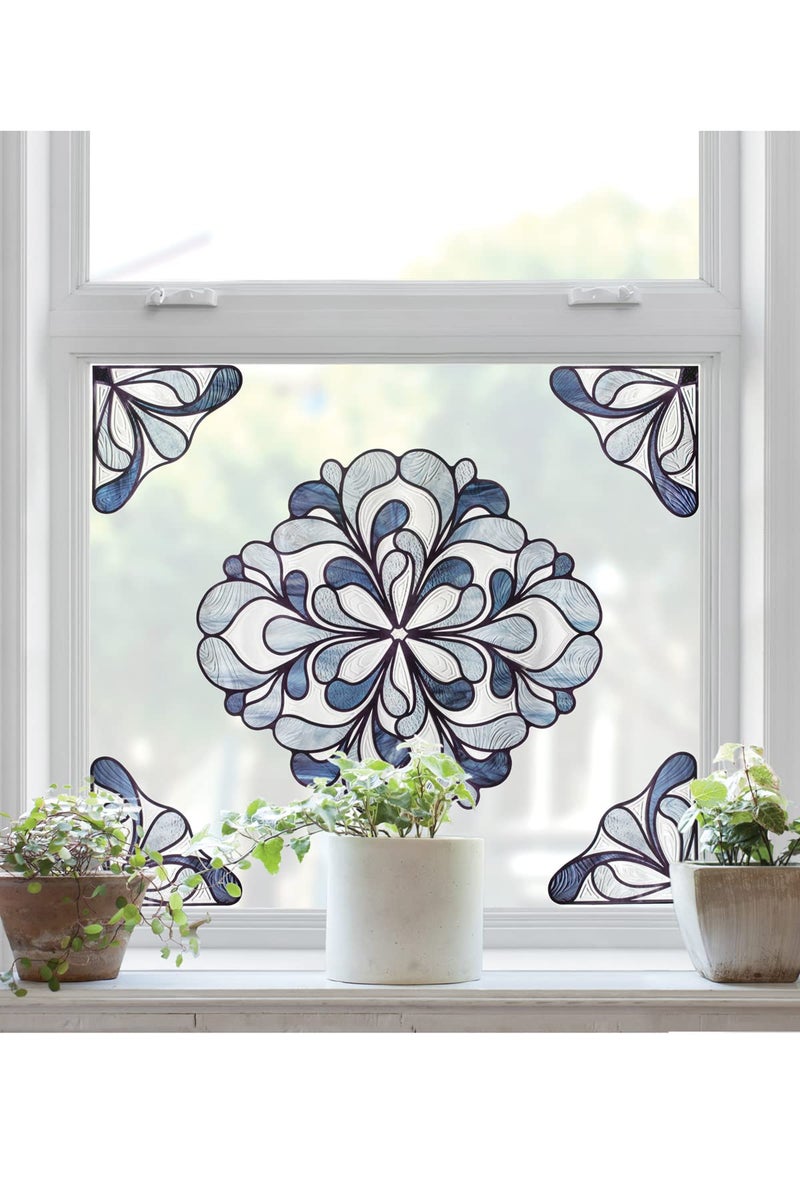 Artscape Capri Slate Accent Window Privacy Film Stained Glass Pattern NonAdhesive UV Protection Easy to Apply Removable 12 x 12 inches Made in USA