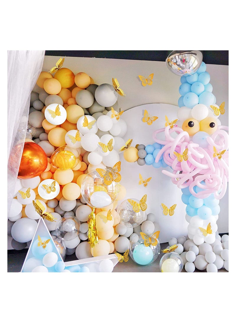 3D Butterfly Wall Decor 48 Pcs 4 Styles 3 Sizes Removable Metallic Wall Sticker Room Mural Decals for Kids Bedroom Nursery Classroom Party Decoration Wedding Decor DIY Gift Gold - Image 3