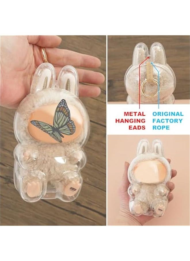 Arabest 2pcs Protective for LABUBU Case, Clear Figure Display Bag with Keychain, Plastic Protective Cover, Storage Transparent (Doll Not Include, Two Style Sitting)  - Image 2