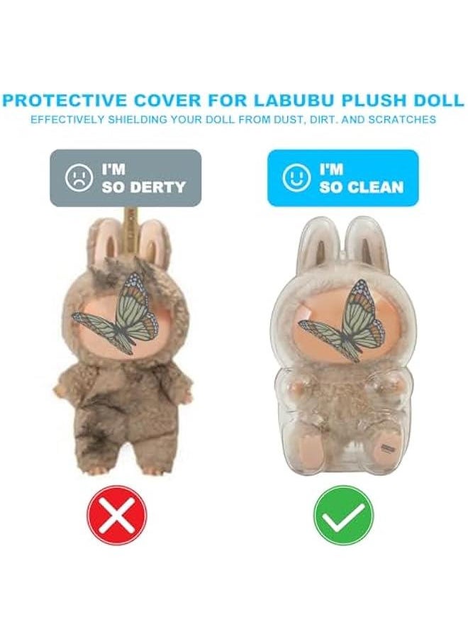 Arabest 2pcs Protective for LABUBU Case, Clear Figure Display Bag with Keychain, Plastic Protective Cover, Storage Transparent (Doll Not Include, Two Style Sitting)  - Image 3
