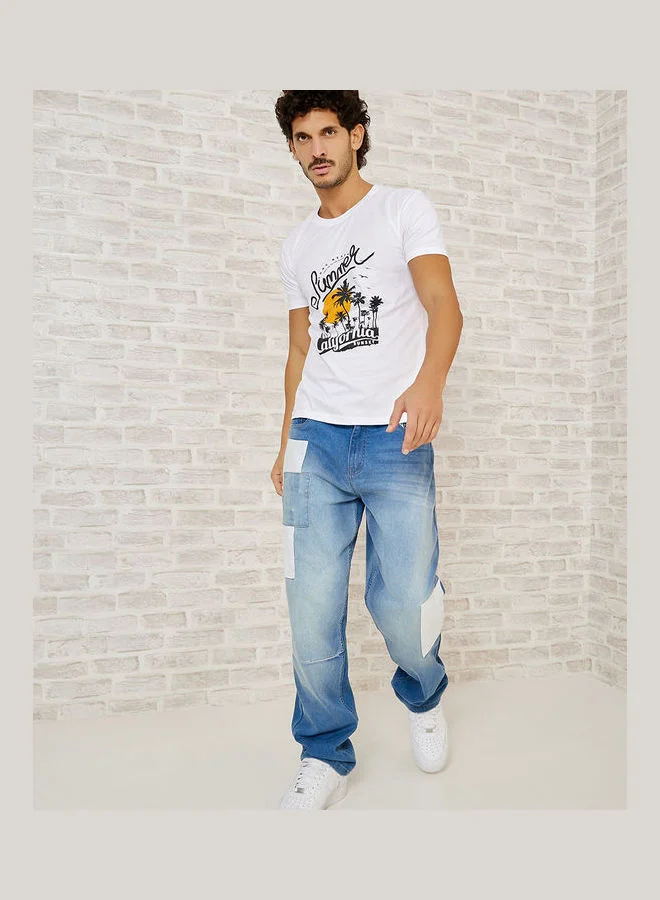 Styli  Pack of 2 - Graphic Print Regular Fit T-shirt for Men | Best Price UAE