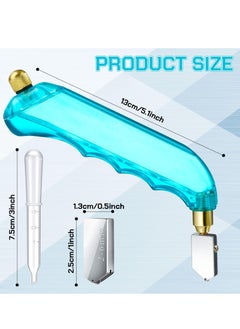 Excefore Pistol Grip Oil Feed Glass Cutter, 6 Pcs Stained Glass Cutting Tool Set, Includes 2-6mm Replaceable Cutting Heads and Oil Reservoir, Ideal for Glass Window Panes and Mirrors Scoring, Blue and White  - Image 3
