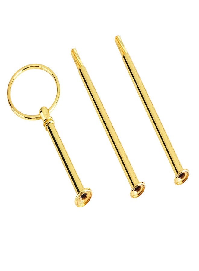 Ejoyous حامل طبق كعكة، 3 طبقات حامل كعكة كب كيك مزخرف بتاج، حامل عرض حلويات وفواكه، قضيب تثبيت للأدوات لحفلة عيد الميلاد والزفاف وعيد الميلاد (3 طبقات دائري ذهبي) - Image 3