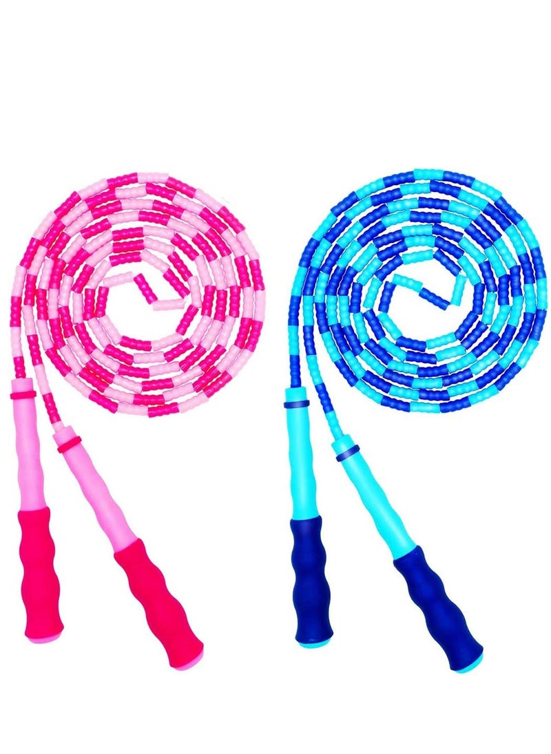 KASTWAVE Jump Rope Soft Beaded Jump Rope, Adjustable Tangle - Free Segmented Fitness Skipping Rope for Men, Women and Kids Keeping Fit, Training, Workout and Weight Loss 9 Feet (2-Pack) Home, School  - Image 1