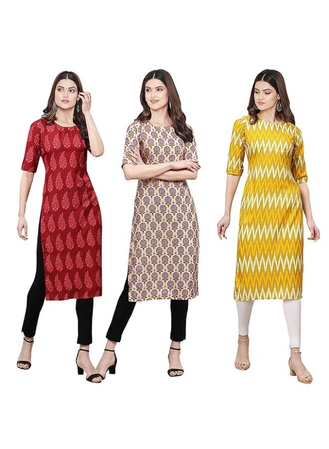 متجر Pinkmint: كورتا نسائية عصرية من قماش الكريب (عبوة من 3 قطع) - مقاس L - Image 1