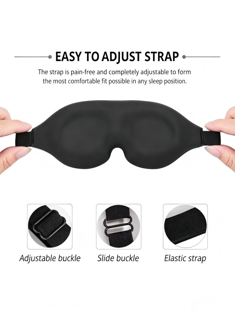 Gecomo 3D Ergonomic Stereo Silk Eye Mask, Snug Fit, Adjustable Strap, Light Blocking, Portable Sleep Shade - Image 4