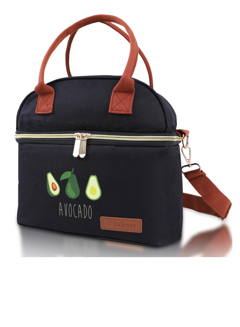 SOLARAE Insulated Lunch Bag for Adults & Kids, 9L Dual Compartment Lunch Box, Waterproof Stylish Tote Bag, with Adjustable Shoulder Strap, for Work, School, Picnics (Avocado) - Image 1