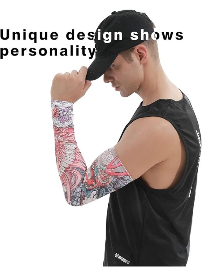 Showday UV Sun Protection Arm Sleeves for Men & Women-UPF 50+ Sports Compression Cooling Sleeve-Unique TATTOO SLEEVE Gift - Image 2