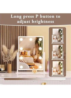 MIXDE Vanity Mirror with Lights, Lighted Makeup Mirror Hollywood Makeup Mirror with 9 Dimmable Bulbs and 3 Color Lighting Modes, Smart Touch Control, 360°Rotation  - Image 3