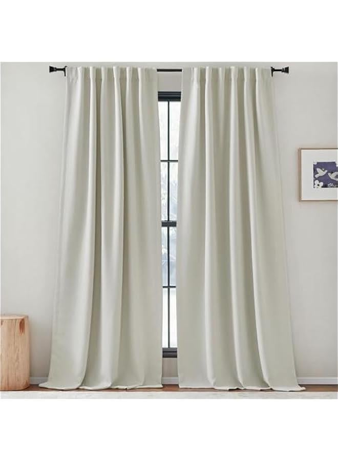 Arabest Room Darkening Faux Linen Curtains for Bedroom, Rod Pocket/Back Tab/Hook Belt Linen Burlap Light Blocking Noise Dampening Curtains for Living Room, Natural, W50 x L108, 2 Panels  - Image 5