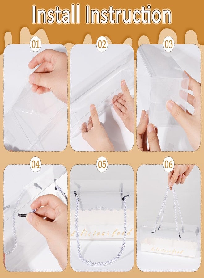 ISKYBOB 12Pcs Clear Cake Roll Boxes with Handle, 7.3x2.5 in Swiss Roll Packing Fathers Day Loaf Pumpkin Roll Keeper Boxes CupCake Takeout Containers for Birthday, Wedding Party Favor - Image 5