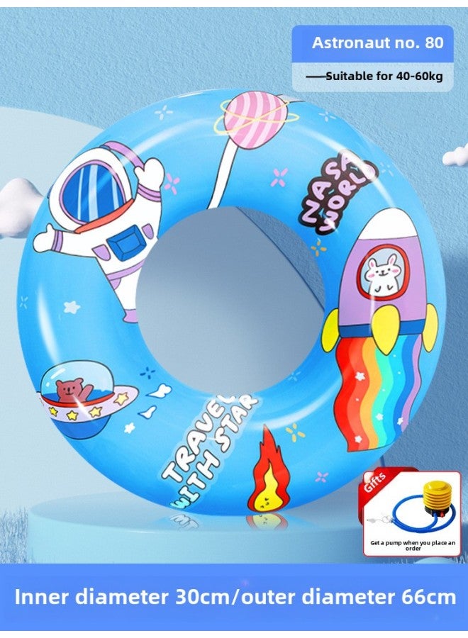 Generic Children's Swimming Ring Thick Life Buoy Anti-rollover Beginner Boys And Girls Baby Cartoon Inflatable Underarm Ring-Inner Diameter After Inflating:Astronaut Size 80 (recommended Weight 40-60kg ) 【f - Image 1