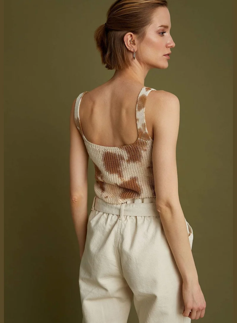 DeFacto Animal Print Square Neck Knitted Vest Top