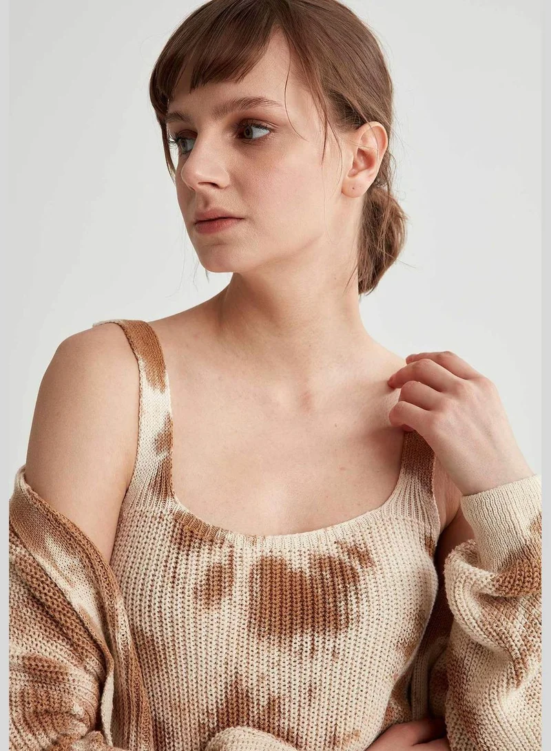 DeFacto Animal Print Square Neck Knitted Vest Top
