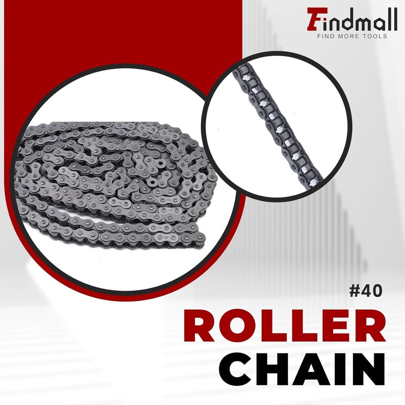 findmall 40 Roller Chain 10 Feet with 2 Connecting Links Fit for Go Kart and Mini Bike - Image 3