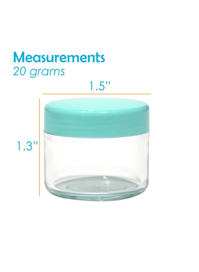 SOLARAE 20 Gram Jar, 20 ML Jar, 20 pcs, Multicolor, BPA Free, Cosmetic Sample Empty Container, Plastic, Round Pot Screw Cap Lid, Small Tiny 20g Bottle for Makeup, Eye Shadow, Nails, Powder, Gems, Jewelry - Image 2