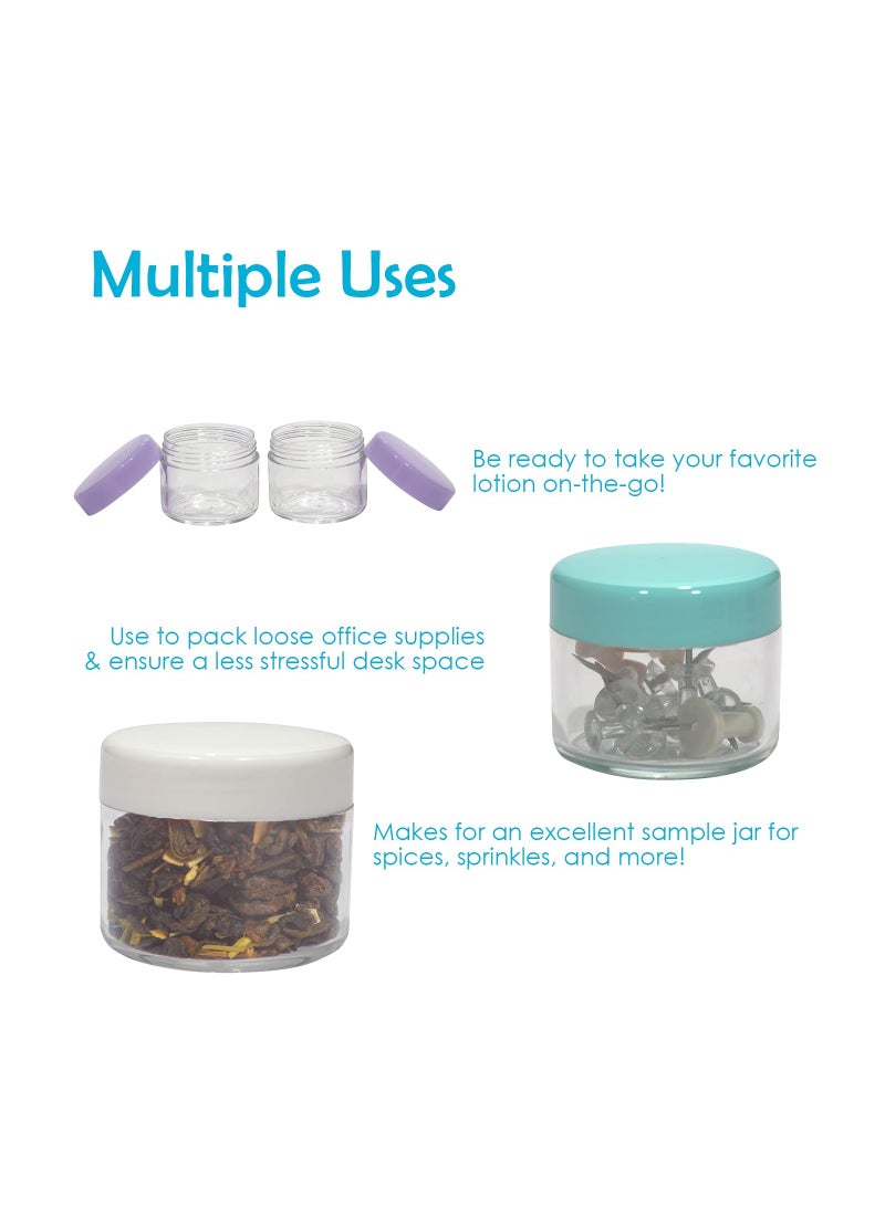 SOLARAE 20 Gram Jar, 20 ML Jar, 20 pcs, Multicolor, BPA Free, Cosmetic Sample Empty Container, Plastic, Round Pot Screw Cap Lid, Small Tiny 20g Bottle for Makeup, Eye Shadow, Nails, Powder, Gems, Jewelry - Image 5