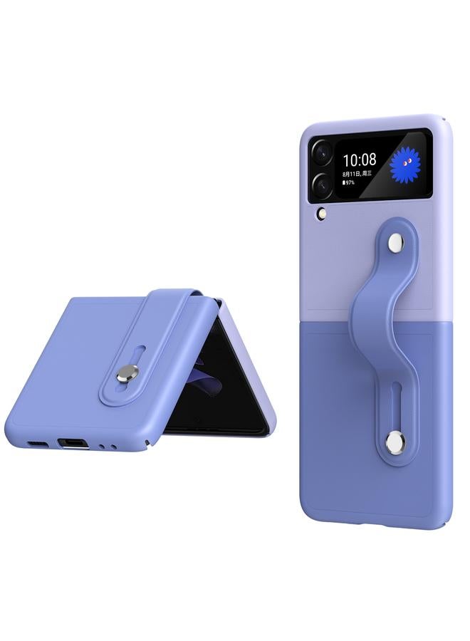 اس-توب جراب لهاتف Samsung Galaxy Z Flip3 5G مع سوار معصم قابل للطي بلون متباين - Image 1