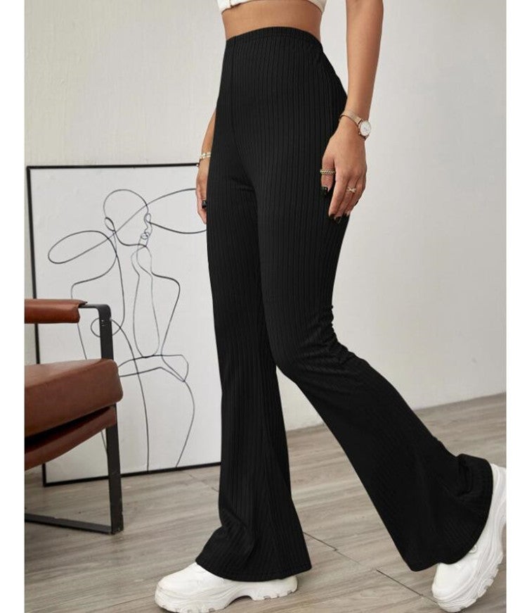 Pendant Horn High Waist Yoga Pants 2021 Autumn European and American Foreign Trade New Womens Casual Knitted Sports Pants Women Black 