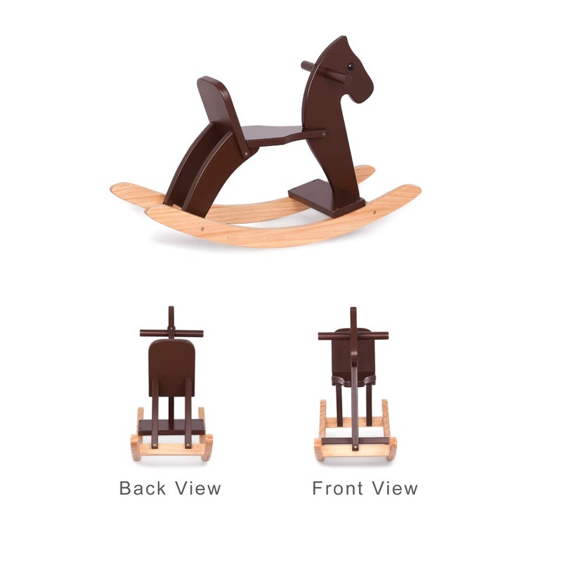 KRAND Rocking Horse Baby Ride On Toy for Kids Wooden Classic Design with Pedal and Safe Backrest Ideal Gift for Toddlers (Classic, Espresso) - Image 5