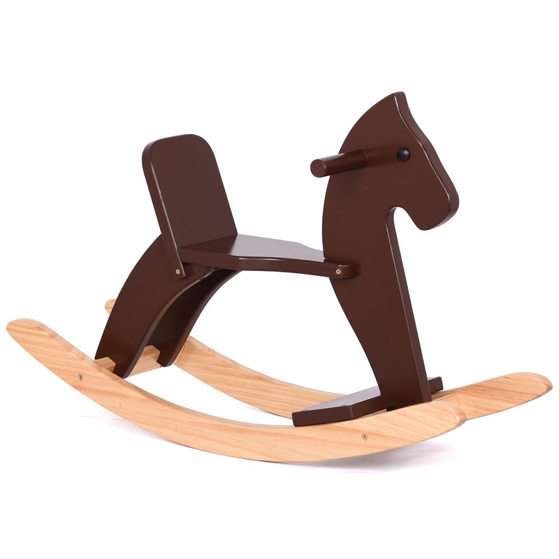 KRAND Rocking Horse Baby Ride On Toy for Kids Wooden Classic Design with Pedal and Safe Backrest Ideal Gift for Toddlers (Classic, Espresso) - Image 1