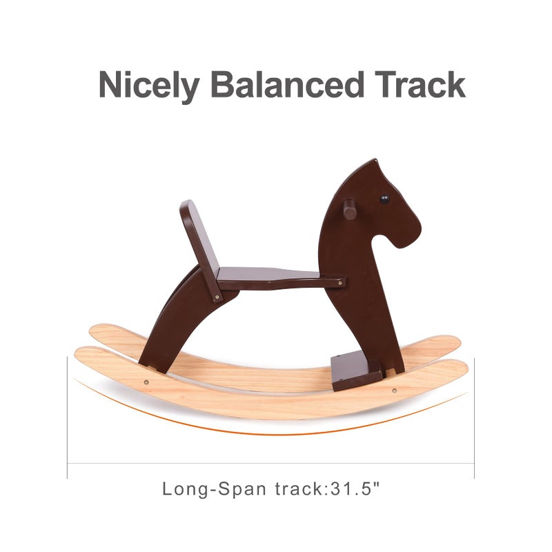 KRAND Rocking Horse Baby Ride On Toy for Kids Wooden Classic Design with Pedal and Safe Backrest Ideal Gift for Toddlers (Classic, Espresso) - Image 4