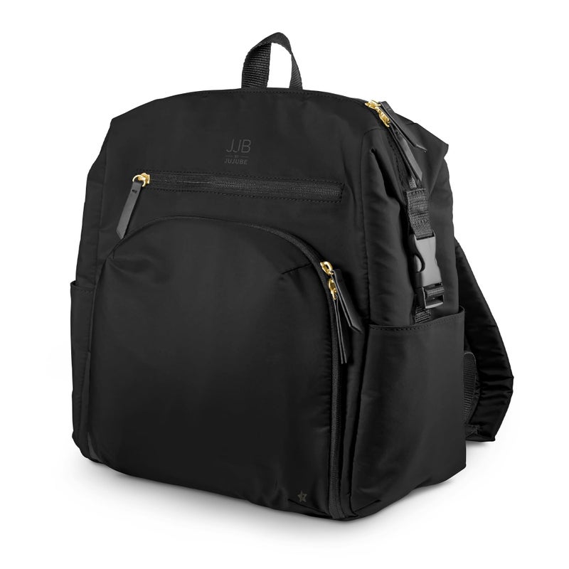 JJB by JuJuBe Modern Diaper Bag Backpack with Portable Changing Pad Stroller Straps Large Travel Backpack for Boy or Girl Carrying Baby Bottles Wipes Diapers Pacifiers Black Mothers Day Gift