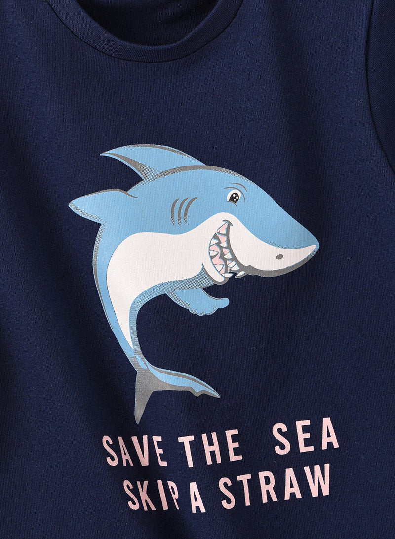 JAM Round neck s/slv knit t-shirt with print at front - Image 3