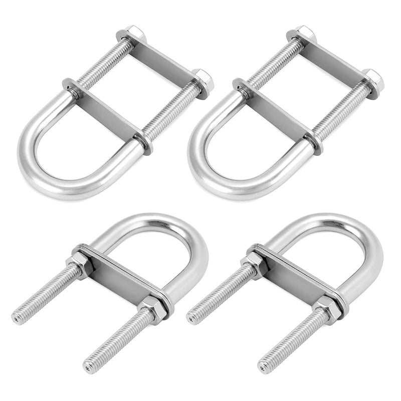 U Bolt, Stainless Steel Screws U Clamp Bolt Round U Bolt with Nuts and Plates U Pipe Clamps for Boat Trailer Tube for Fastening4 Pack - Image 1