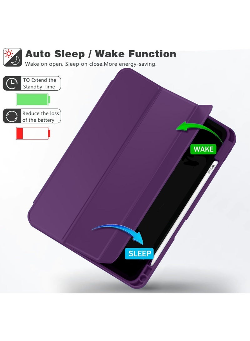 دبليو تيك غطاء حماية لجهاز آبل آيباد برو 13 5G 2025 (الجيل السابع) بحجم 13 بوصة، فليب ذكي مع خاصية التشغيل/الإيقاف التلقائي، ملمس جلدي مع حامل للقلم - لون بنفسجي عنب - Image 3