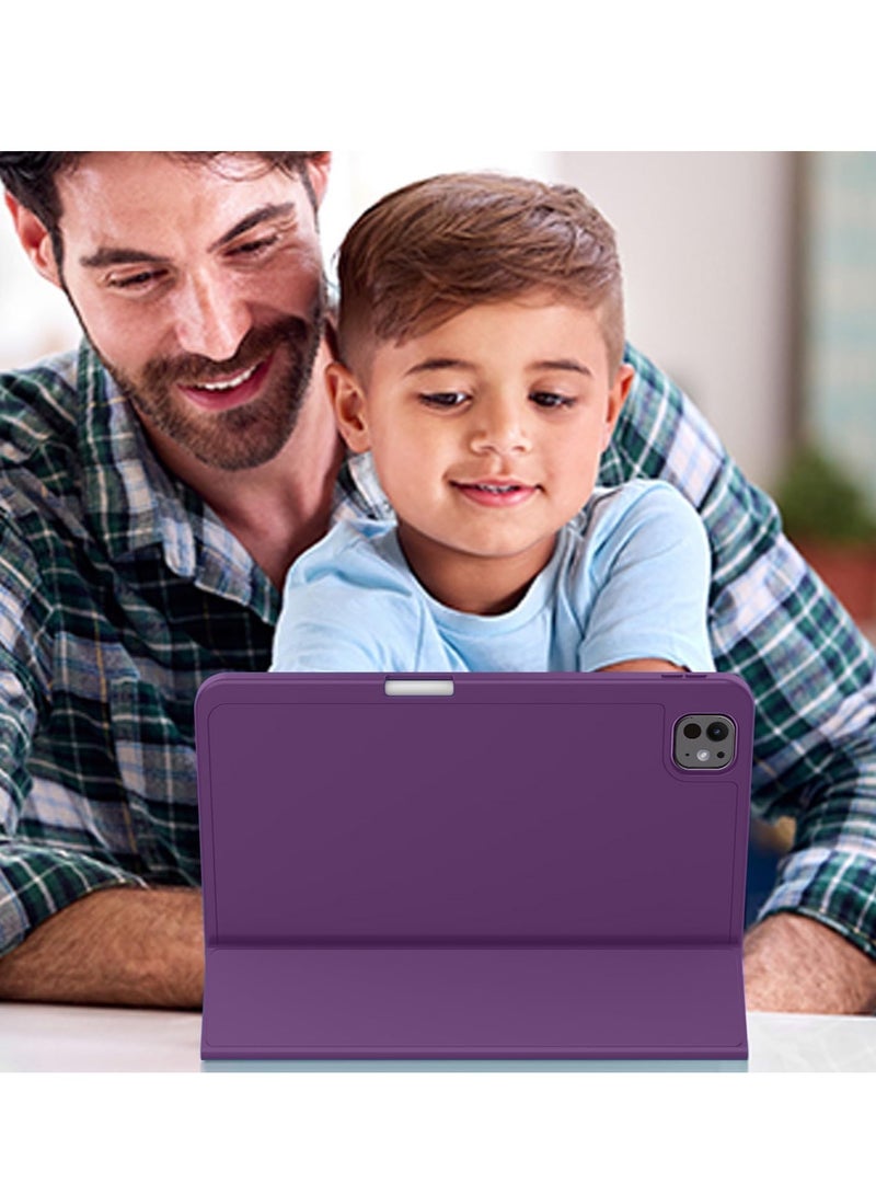 دبليو تيك غطاء حماية لجهاز آبل آيباد برو 13 5G 2025 (الجيل السابع) بحجم 13 بوصة، فليب ذكي مع خاصية التشغيل/الإيقاف التلقائي، ملمس جلدي مع حامل للقلم - لون بنفسجي عنب - Image 5