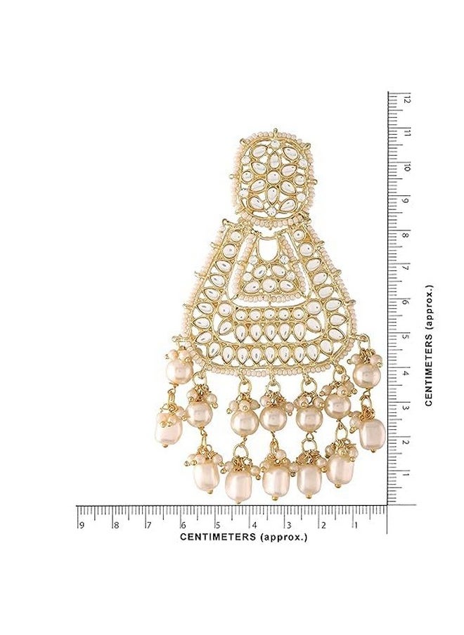 I Jewels I Jewels Gold Plated Traditional Handcrafted Earrings Encased with Faux Kundan & Pearl for Women/Girls (E2798W)  - Image 5