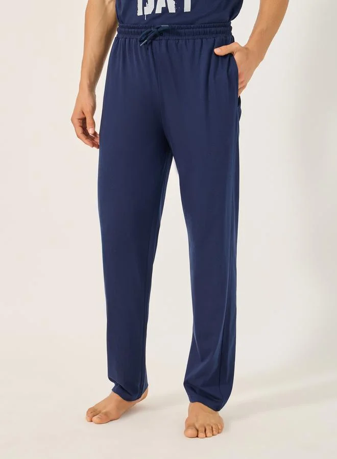 Styli Slogan Print Crew Neck T-Shirt and Pyjama Set