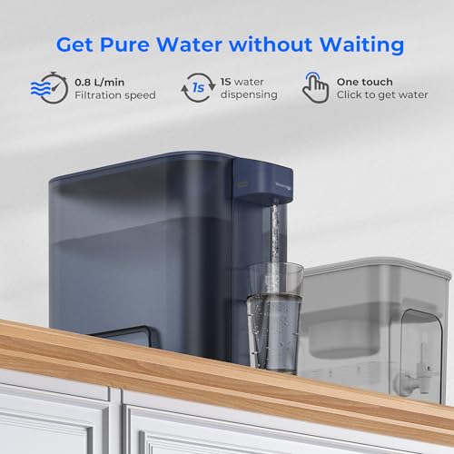 Waterdrop Large 27-Cup Mega Electric Water Filter Dispenser, 200-Gallon Rechargeable Instant Pitcher, NSF/ANSI 42&53&401&372, Reduce PFAS, Lead, Chlorine, with 1 Filter, Blue, Does not Lower TDS - Image 5