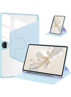 Tablet Case Compatible with Honor Pad 9 12.1 Inch with Pen Holder, Swivel Stand Folio Flip Smart Clear Back Cover Auto Sleep/Wake Up Shell for Honor Pad 9 (Blue)