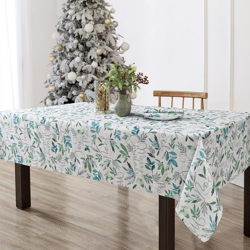 Elrene Home Fashions Seasons Greetings Blue HolidayChristmas Fabric Rectangle Dining Tablecloth 60x84 - Image 2