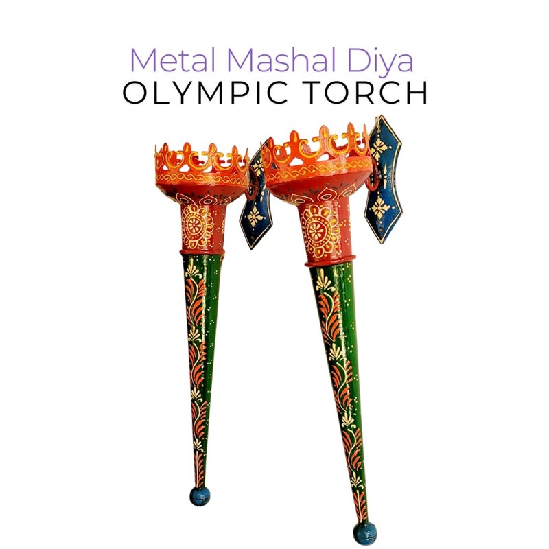 RM مشعل زيت حارق من النحاس المعدني الأولمبي 17 بوصة 2 حامل شمعة راميشفارام من الرخام المنزلي الزخرفي - Image 2