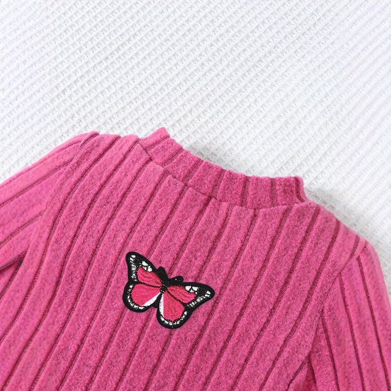Cross-border foreign trade INS girls autumn long sleeve T-shirt suit scratch wool warm bell pants spring and autumn, suitable for 1-8 years old Suit - Image 4