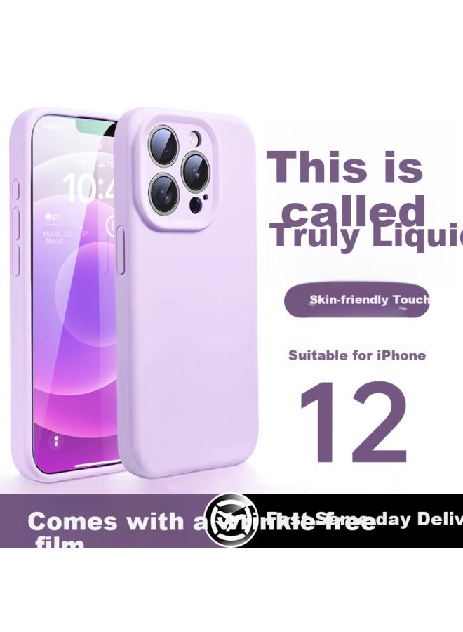 Divi Divi Liquid Silicone Phone Case For Iphone 12 Pro Max, Full Protection Skin-friendly Cover With Lens Protection, Ultra Thin Anti-drop Anti-scratch Case For Men And Women, Purple - Image 1