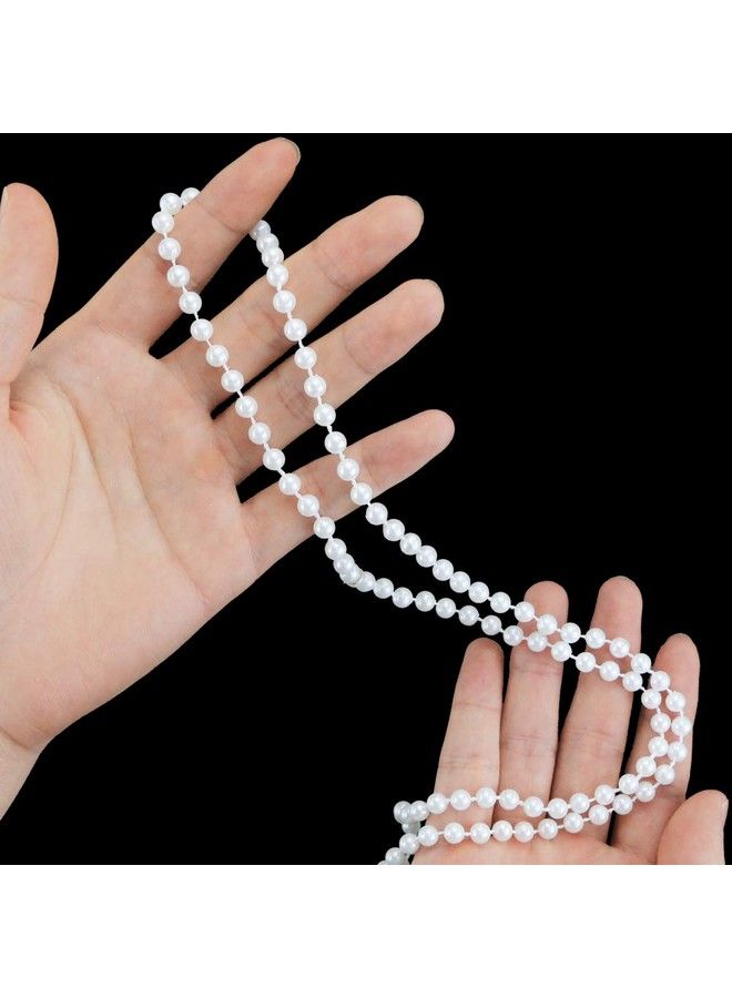 Weoxpr 20 Pieces White Faux Pearl Bead Necklaces 6Mm Pearl Strand Necklace For Flapper Party Accessory Wedding Birthday Party Decorations (32 Inch)  - Image 4