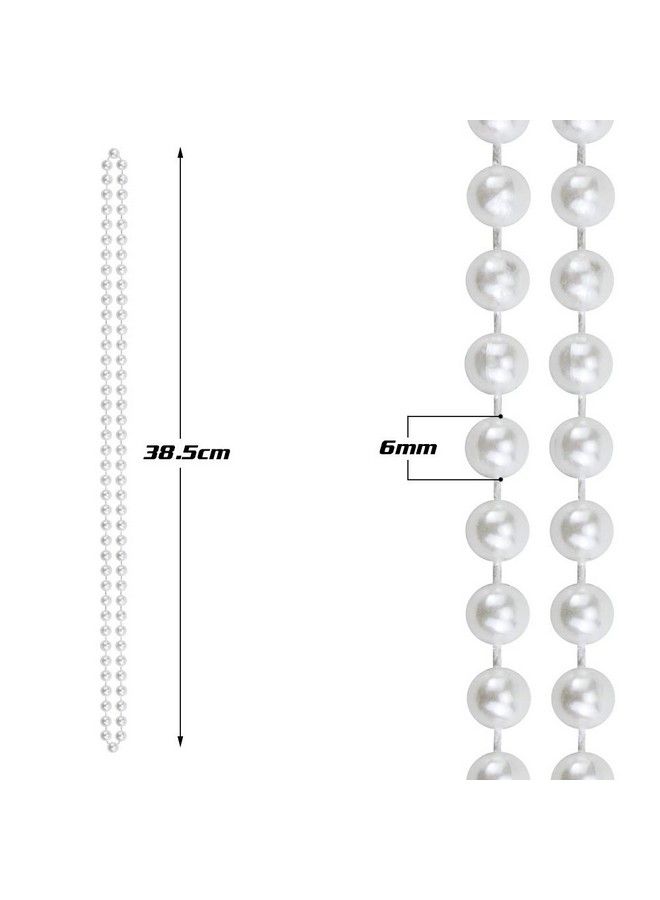 Weoxpr 20 Pieces White Faux Pearl Bead Necklaces 6Mm Pearl Strand Necklace For Flapper Party Accessory Wedding Birthday Party Decorations (32 Inch)  - Image 3