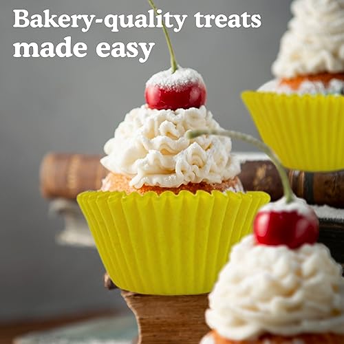 Regency Wraps Greaseproof Professional Grade Baking Cups, Pack of 40, Standard Liners, Yellow Solid, for Cupcakes, Muffins, Candy, Non Stick - Image 5