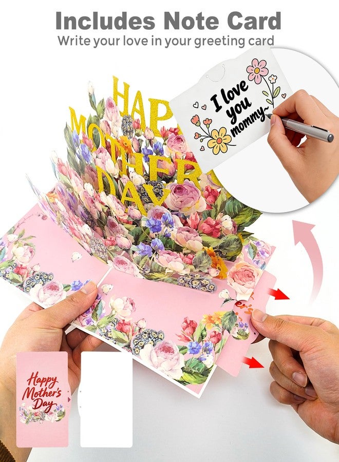 Charmount 3D Pop Up Happy Mother's Day Card for Mom, Handmade Blooming Flower Pop Up Greeting Card with Envelope & Note Tag, Large 8"x 6" Floral Gifts Card for Wife, Daughter, Grandma - Image 5