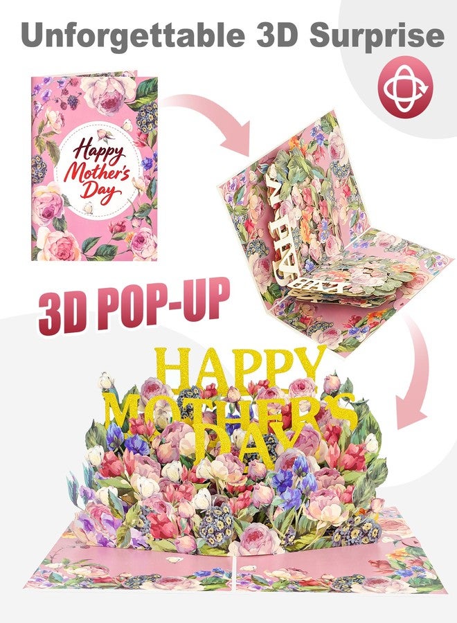 Charmount 3D Pop Up Happy Mother's Day Card for Mom, Handmade Blooming Flower Pop Up Greeting Card with Envelope & Note Tag, Large 8"x 6" Floral Gifts Card for Wife, Daughter, Grandma - Image 4