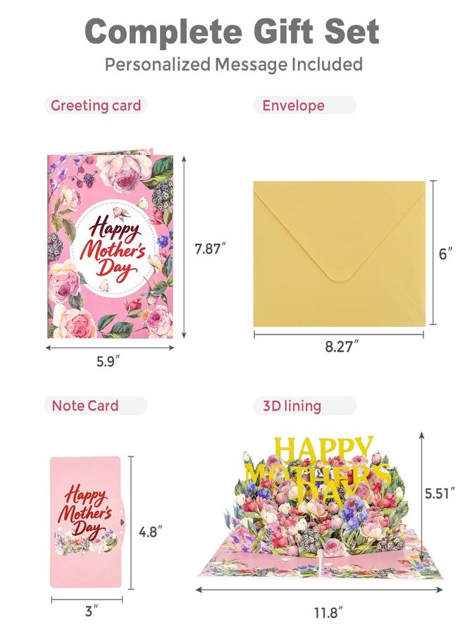 Charmount 3D Pop Up Happy Mother's Day Card for Mom, Handmade Blooming Flower Pop Up Greeting Card with Envelope & Note Tag, Large 8"x 6" Floral Gifts Card for Wife, Daughter, Grandma - Image 3