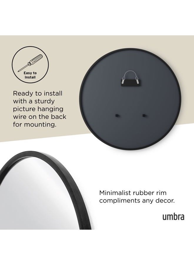UMBRA مرآة حائط هاب بإطار مطاطي - مرآة حائط دائرية بقطر 37 بوصة للمداخل، والحمامات، وغرف المعيشة والمزيد، تعمل كفن حائط حديث - Image 4